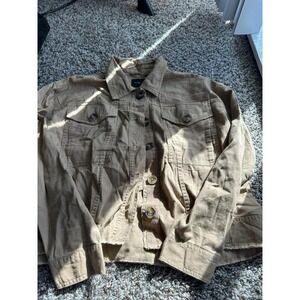 Womens Khaki Tan Cotton Utility Jacket Raw Hem WJ509 Small